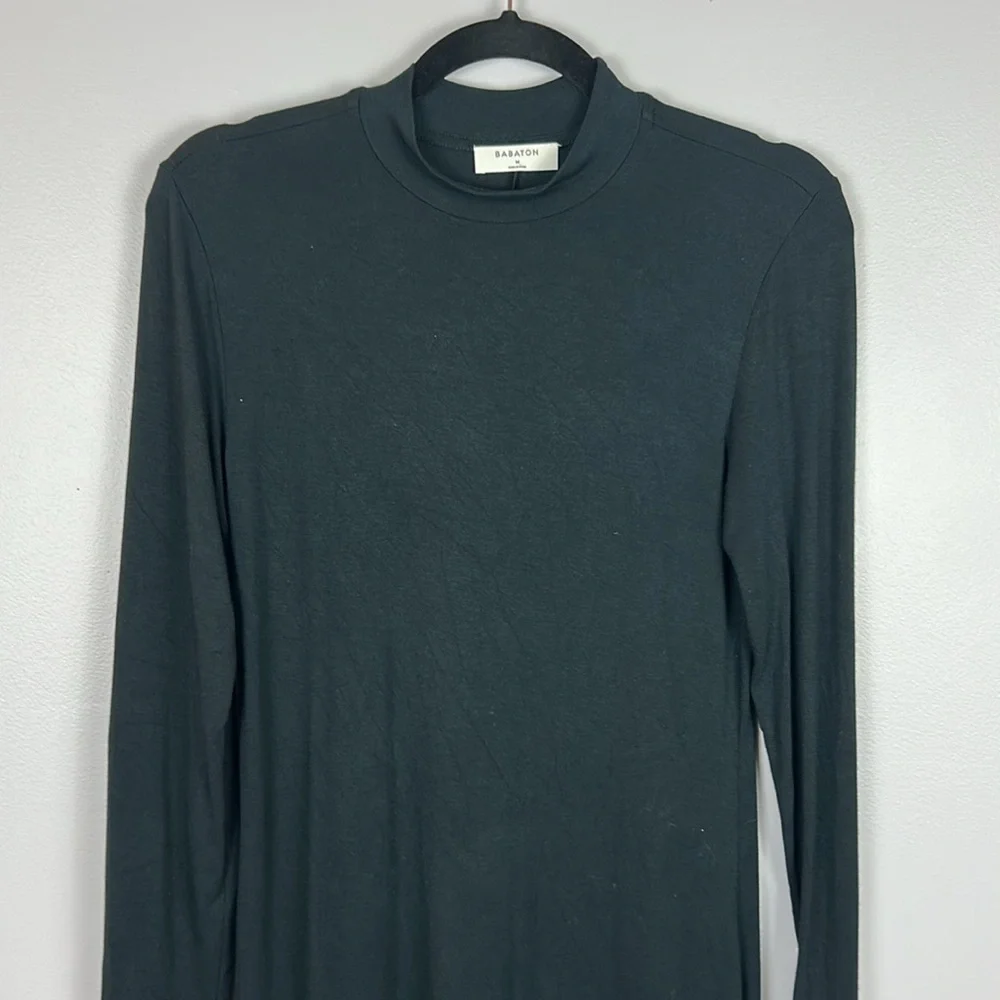 Aritzia Babaton Classic Versatile Mock Neck Long Sleeve Mini Dress Medium Black - Picture 4 of 12